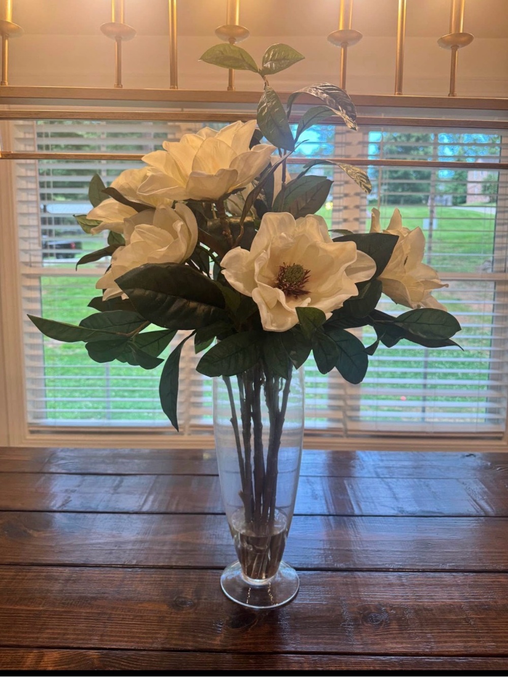 Large artificial magnolia arrangement that my interior interior designer sourced